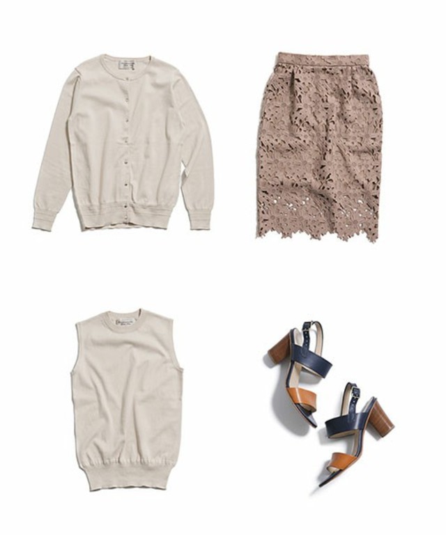 【WEB限定】 ツインニットレーススカート3点セット