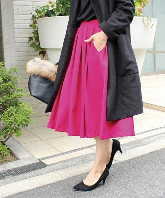 MODE ROBE カラーフレアスカート ロングスカート