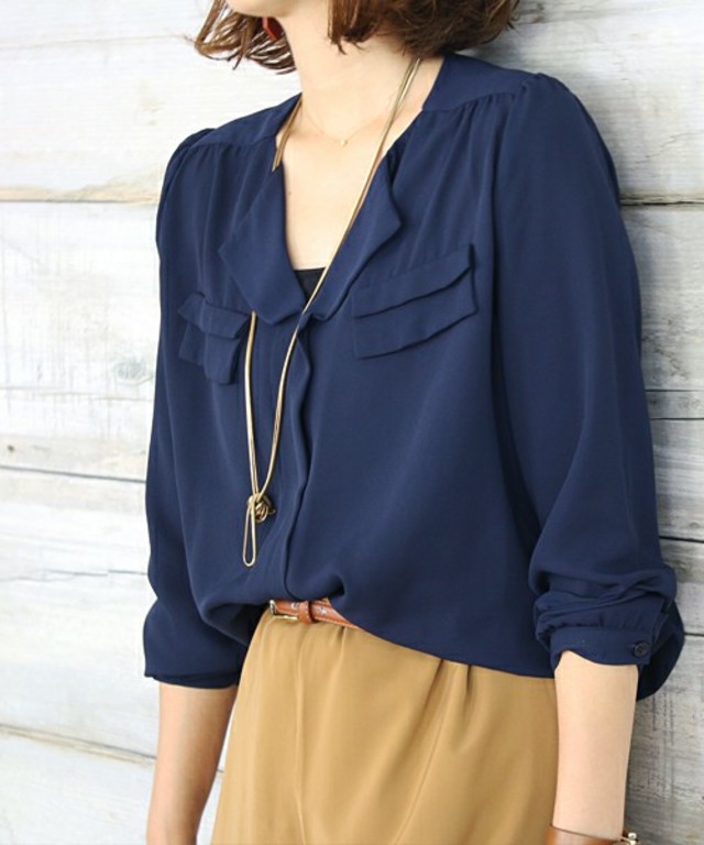 reca / ポケットデザインシフォンブラウス