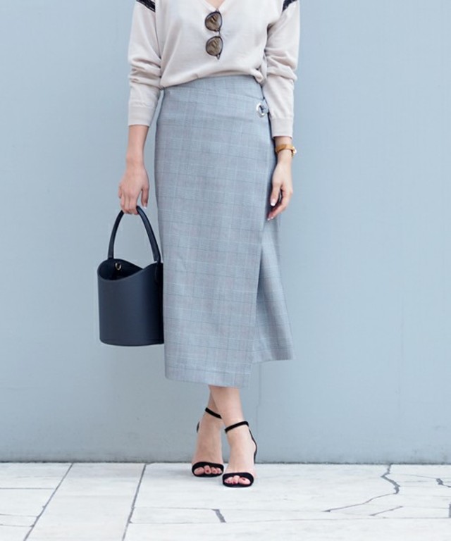 Danny&Anne チェックラップミディスカート