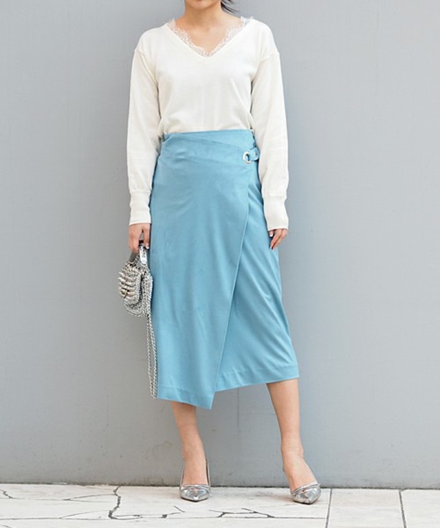 Danny&Anne フェイクスエードラップミディスカート