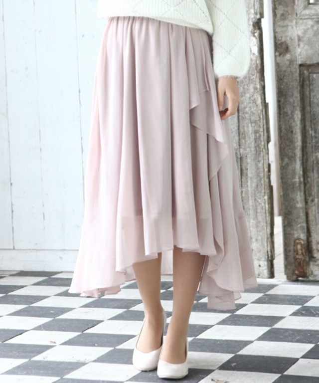 r.p.s シフォンフリルアシメロングスカート