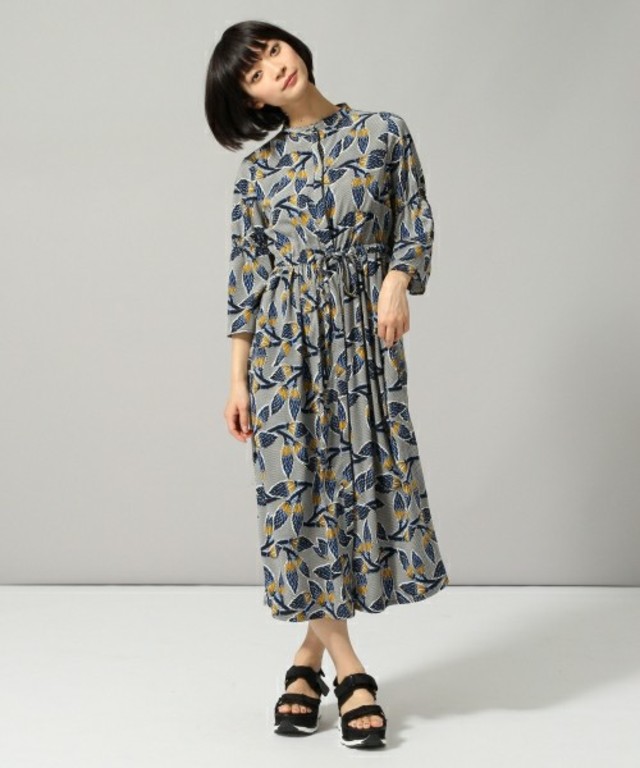 HARE ウエストギャザーワンピース7分袖