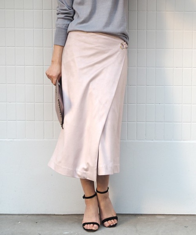 Danny&Anne フェイクスエードラップミディスカート