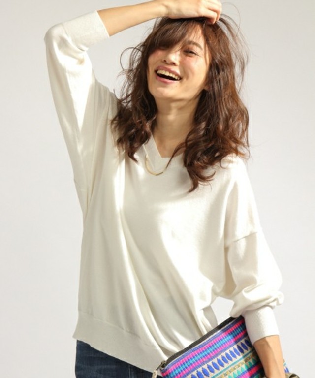 BAYFLOW　シルクMIXドルマンプルオーバー　