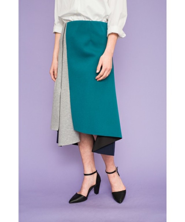 Titilate valet カラーブロック アンバランスヘム スカート　