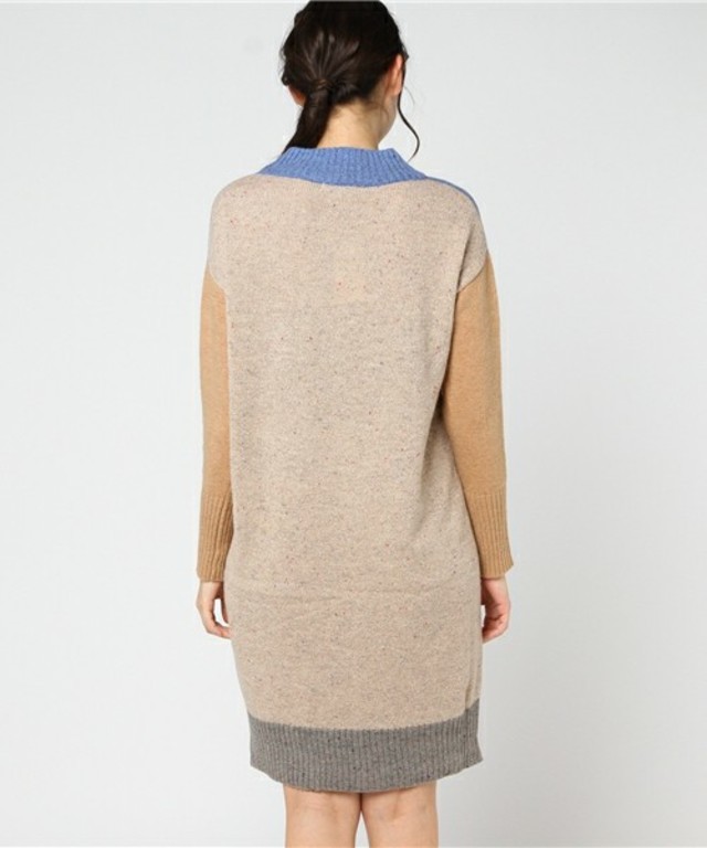 POU DOU DOU ブークレ―×ミックスネップ配色ニットワンピース