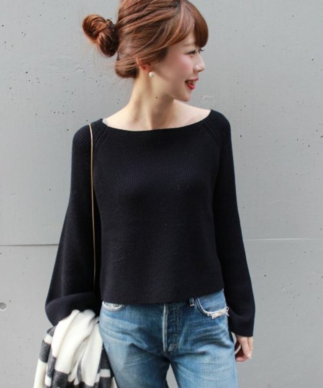 Spick & Span　マーセライズドウール ベルスリーブプルオーバー