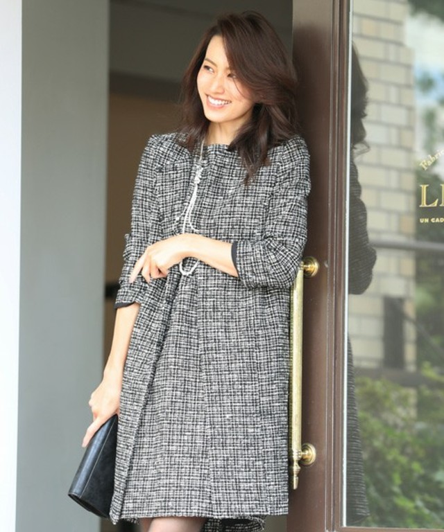 ツイードワンピース＆コートセットアップフォーマルスーツ