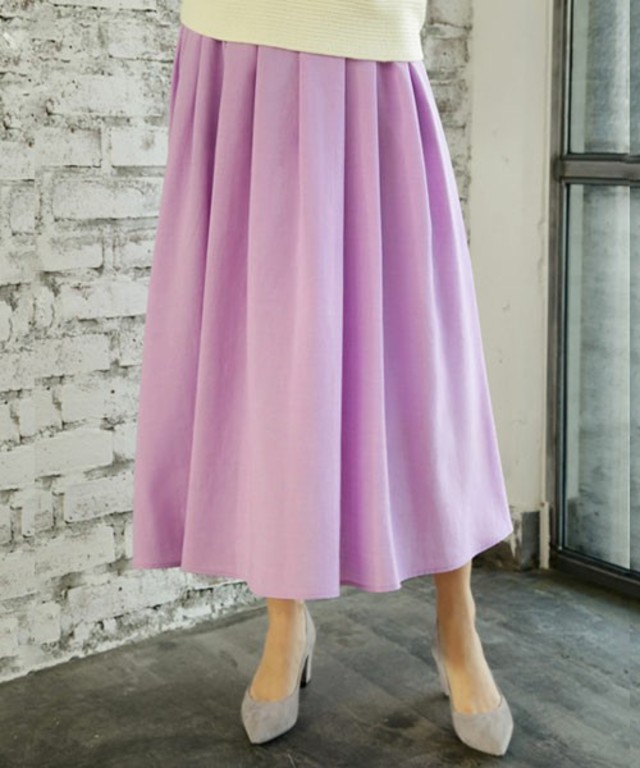 キレイ色ロングギャザーフレアスカート