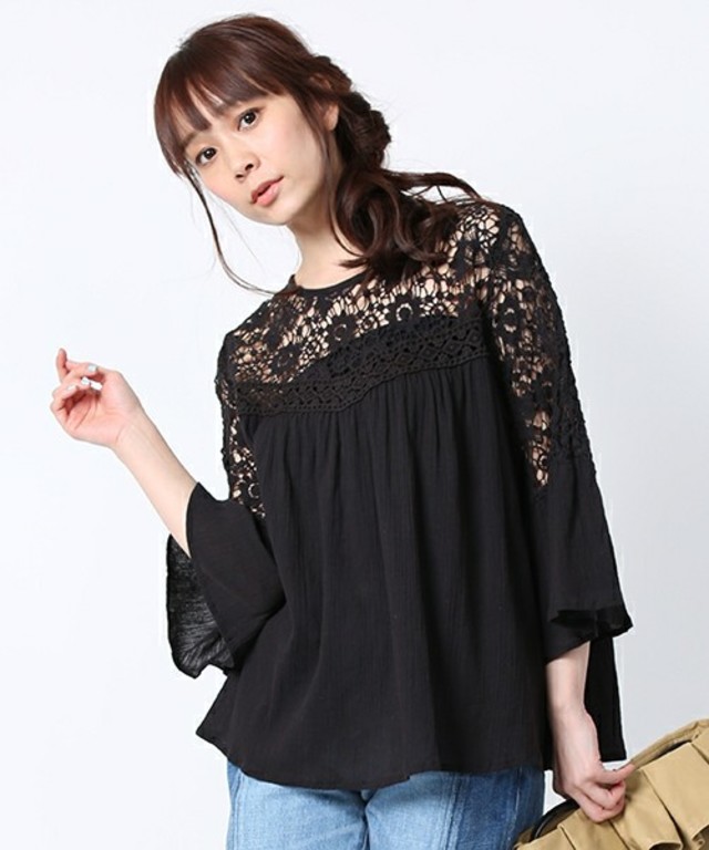 FREAK'S STORE / レース楊柳フレアブラウス