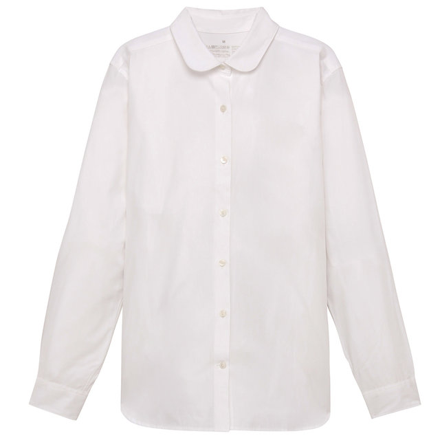 オーガニックコットンブロード丸襟シャツ