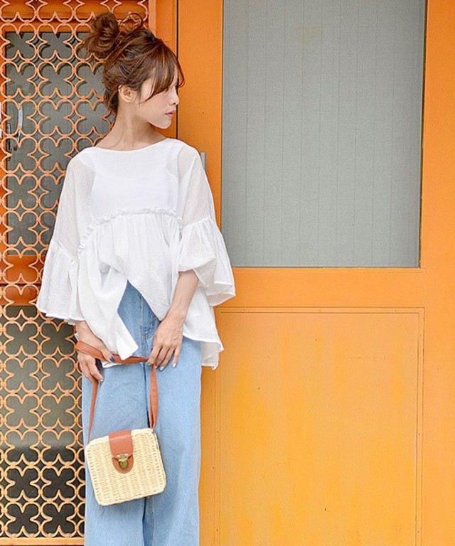 coca / 袖フレア切り返しトップス