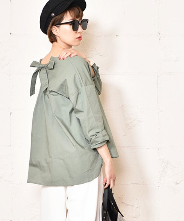 coca / バックリボンコットンスキッパーシャツ