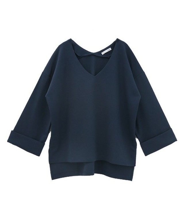 Luz Llena / ロールアップスリーブ・Vネックトップス