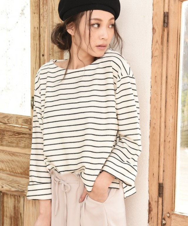 Luz Llena / ワイドスリーブ・ボーダーニットソー