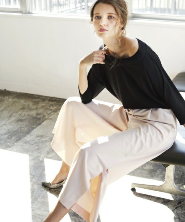 【TONAL】ストレッチツイルロングガウチョパンツ