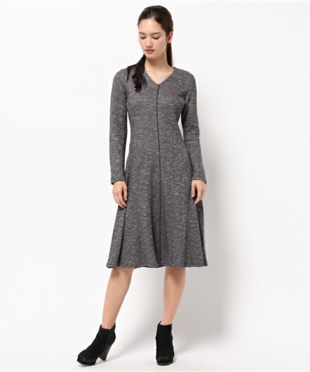 Ｖネックフレアージャージーワンピース