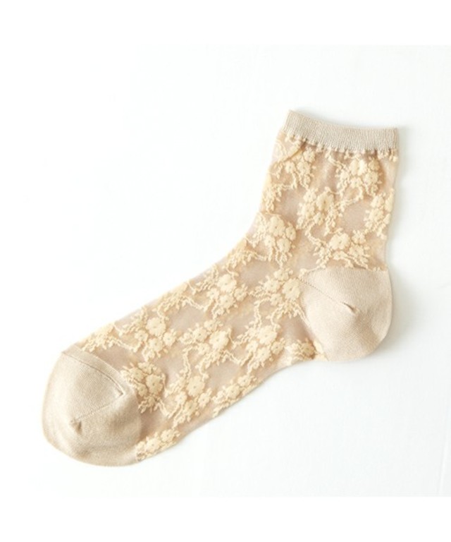 靴下屋 チュールフローラルレースショートソックス