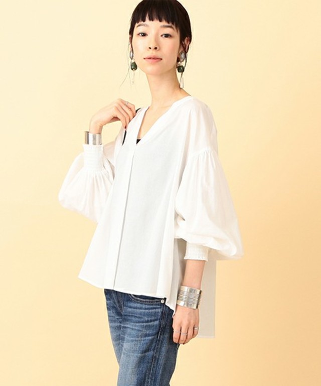 Ray BEAMS　バルーンスリーブ スキッパーシャツ