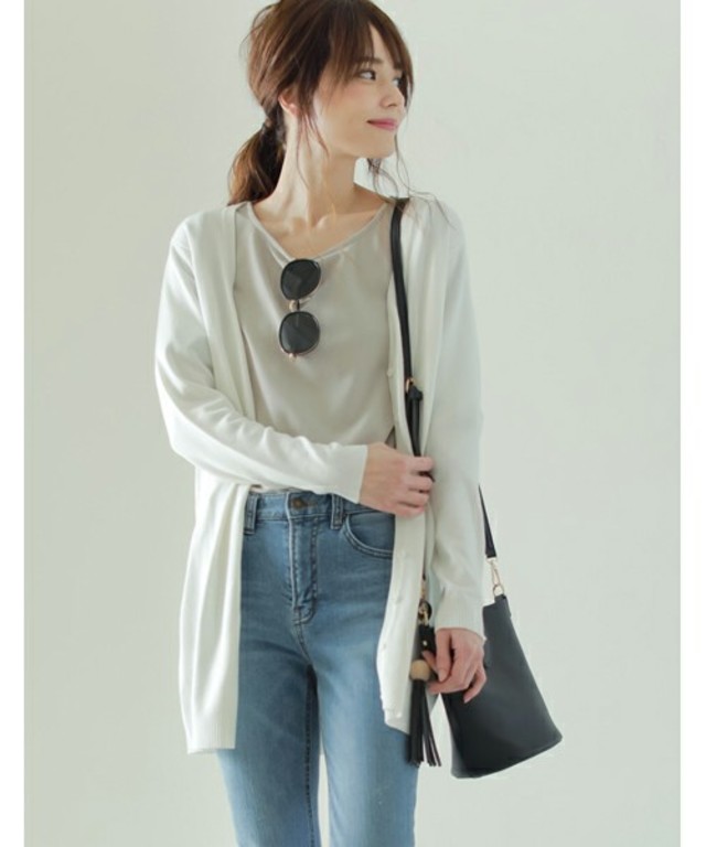 Re:EDIT　ハイゲージニットロングカーディガンアウター