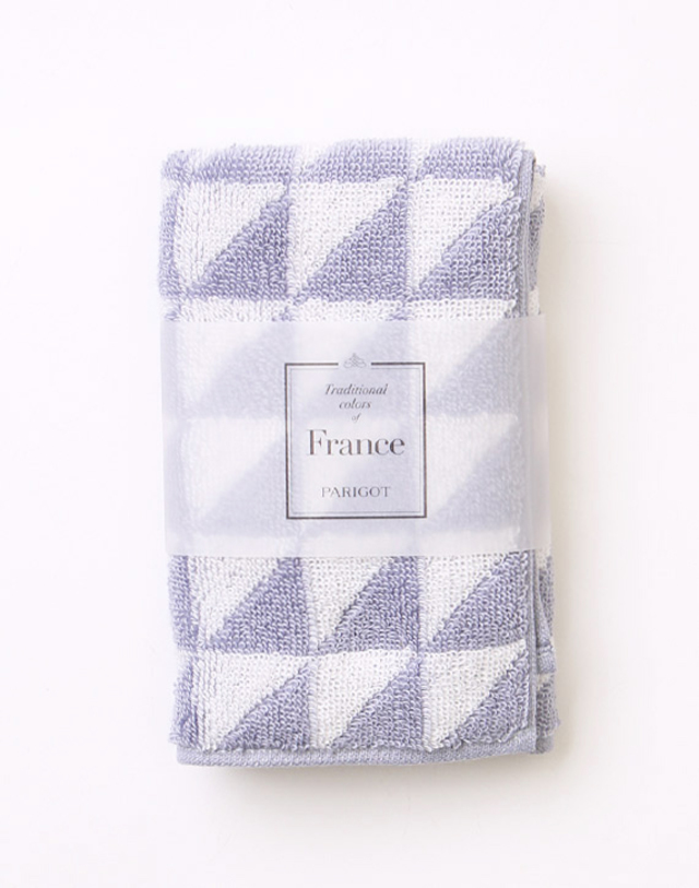 ジャカード織りタオルハンカチ　Blanc×Gris bleu
