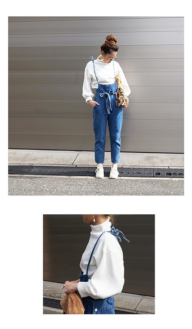 リボンデニムサロペット