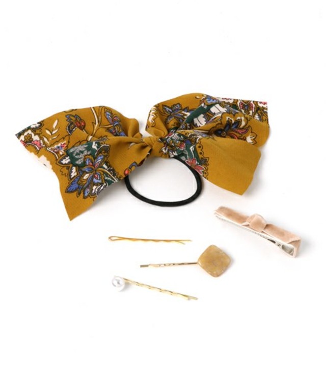 【ZOZOTOWN限定】スカーフリボンヘアゴム×ヘアピンSet