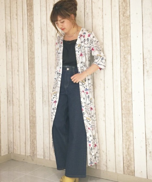 UNRELISH 花柄ガウンシャツワンピース