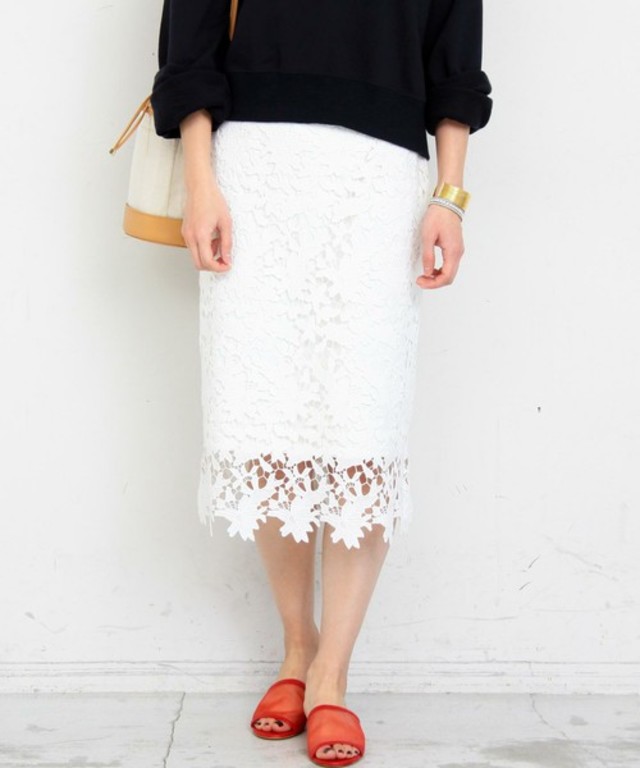 BEAUTY&YOUTH UNITED ARROWS　エンブロイダリーレースタイトスカート