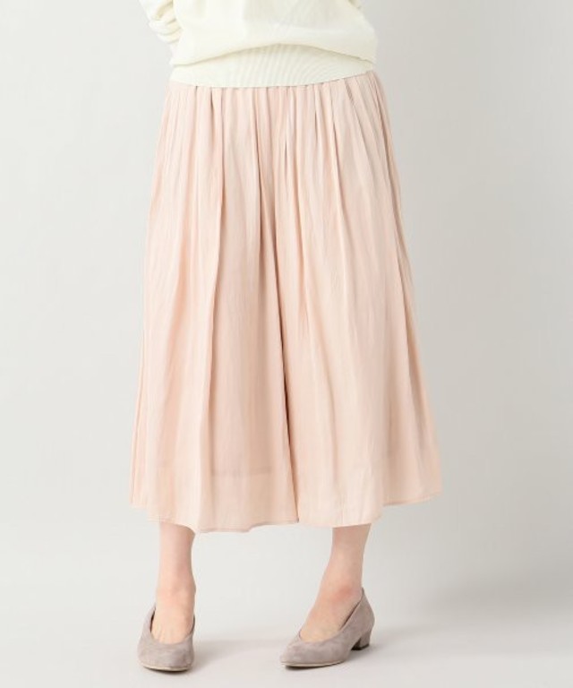 サテン ランダム タック スカーチョ