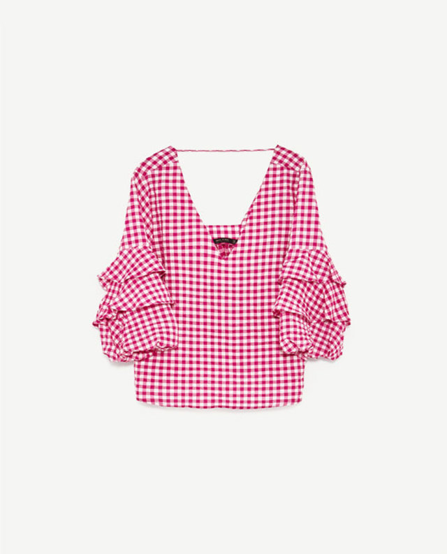 フューシャカラーギンガムトップス / ZARA