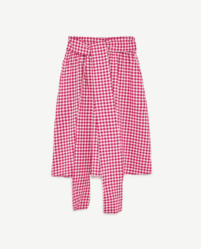 フューシャカラーギンガムスカート / ZARA