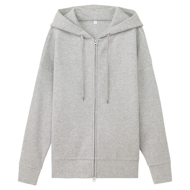 綿混二重編みダブルジップパーカー