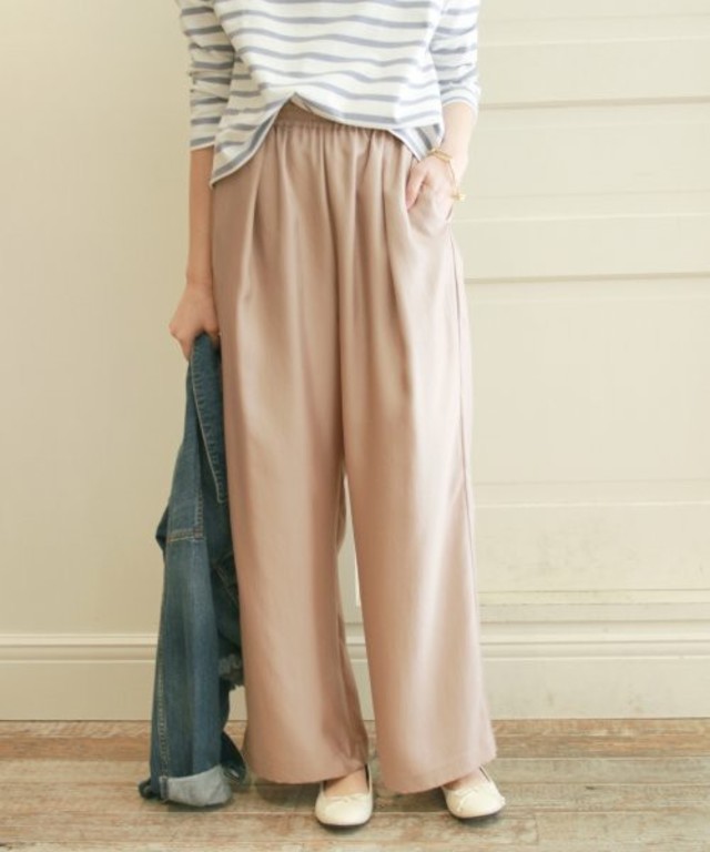 SLOBE IENA ブライトツイル リラックスパンツ