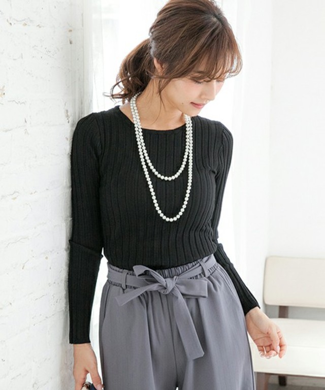 fifth　フィットニットUネックトップス