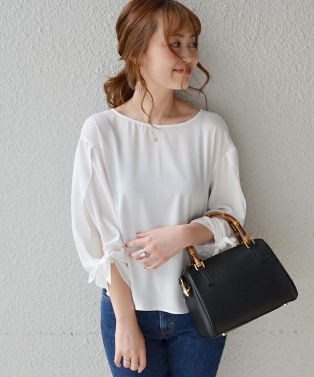 SHIPS for women　リボンスリーブブラウス