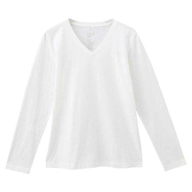 オーガニックコットンＶネック長袖Ｔシャツ