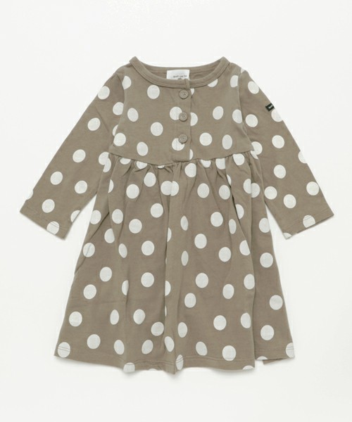 ドットプリント膝丈ワンピース