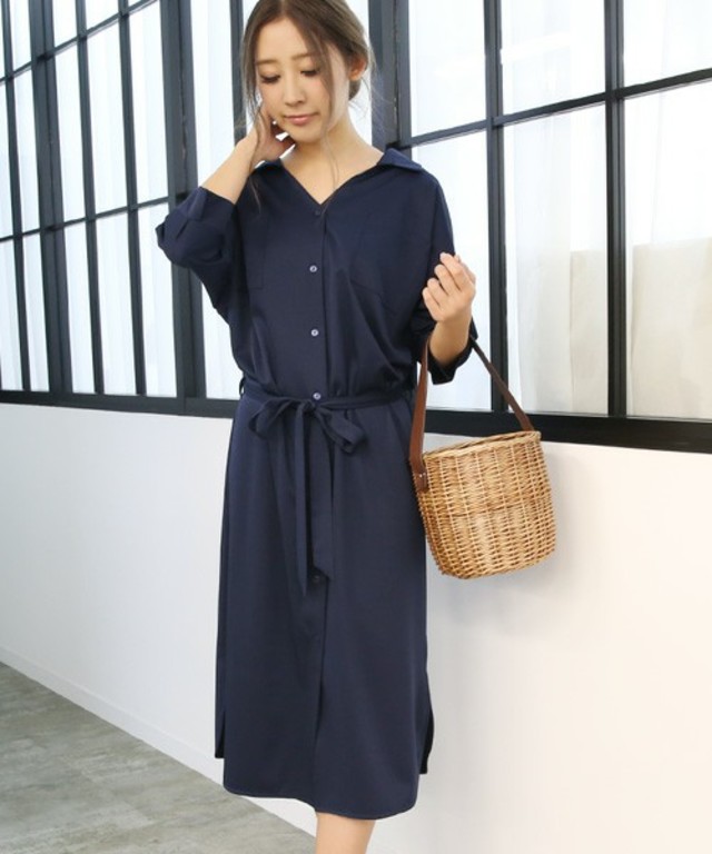 philter　リボン付シャツワンピース