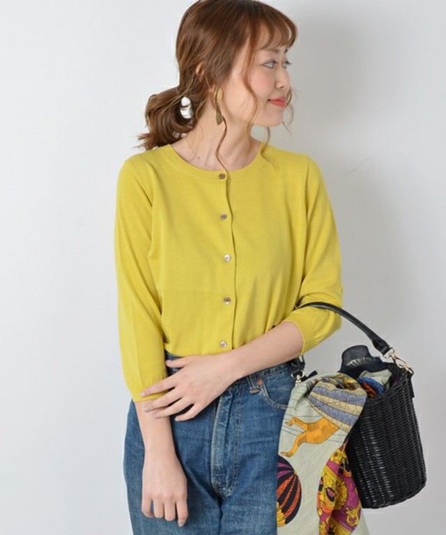 コットンクルーネックカーディガン