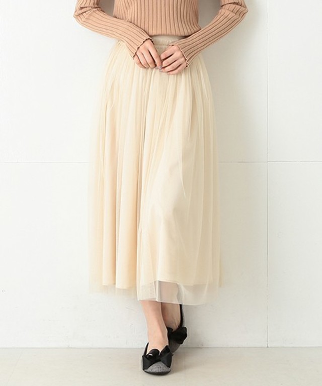 Ray BEAMS チュールギャザー ロングスカート