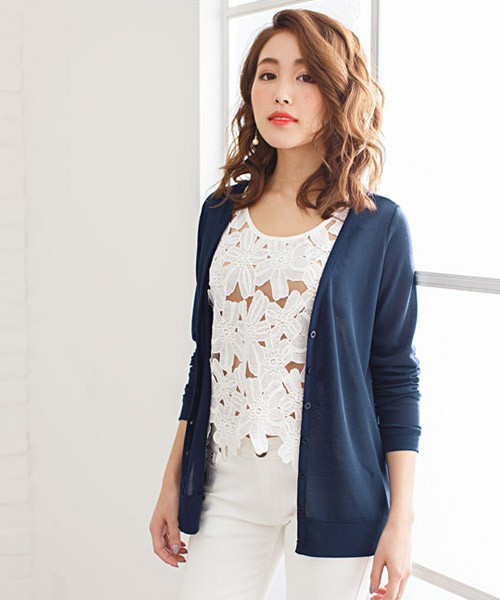 夢展望　ショート丈orミディアム丈Ｖネックカーディガン