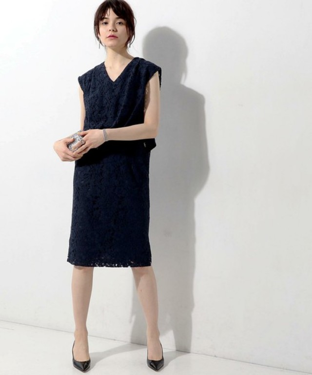 UNITED ARROWS ＜FLICKA（フリッカ）＞ レース Vネック ワンピース