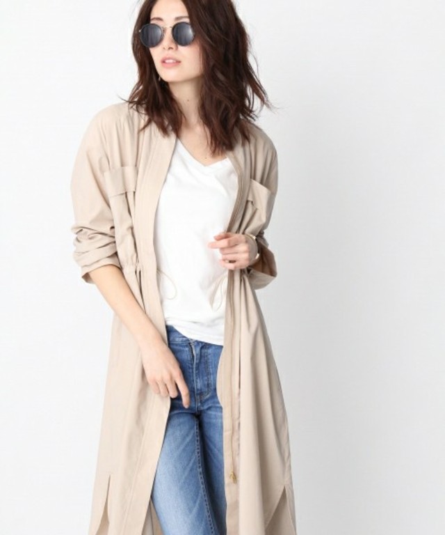 ノーカラーシャツディガン