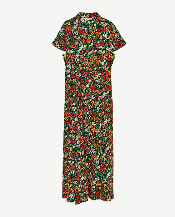 花柄プリント地ワンピース