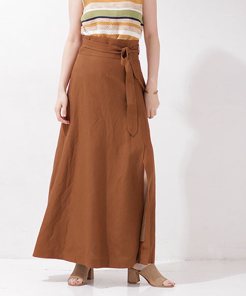 nano・universe ハイウエストリネンマキシスカート