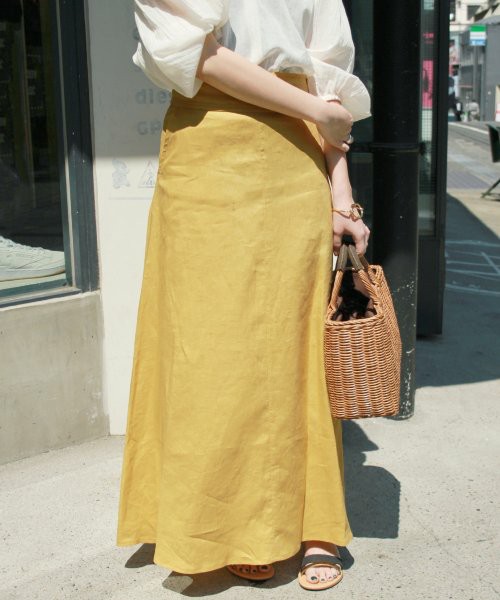 SLOBE IENA リネンカラーハイウエストスカート