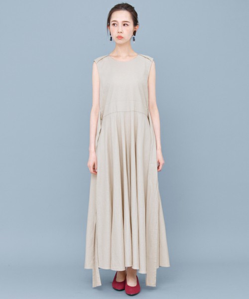 KBF ウエストリボンフレアーワンピース