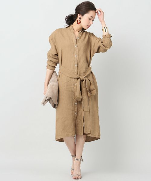 Spick & Span リネンピースダイ シャツワンピ